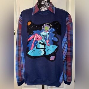Hanes & Chaps Brand Upcycled Sexy Space Alien Top